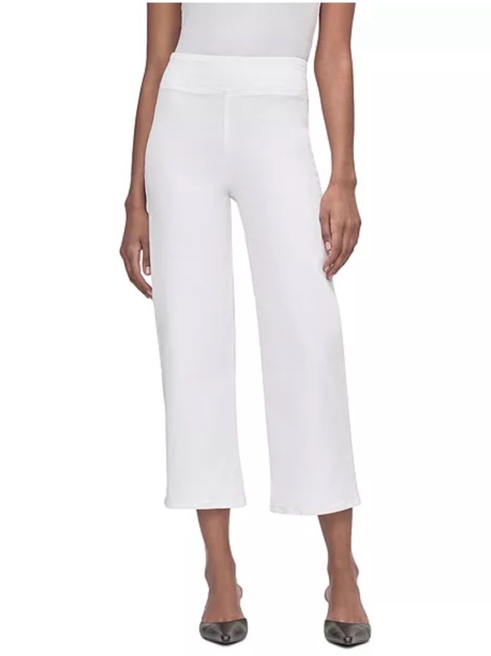 Frame Denim Women's Jetset Crop High Rise Wide-Leg White Cropped Pants NEW - Picture 1 of 8